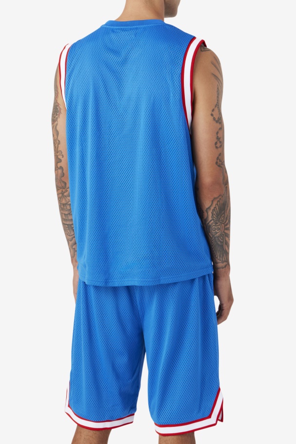 Fila UK Blue/White/Red/Gold Ovi Basketball Jersey