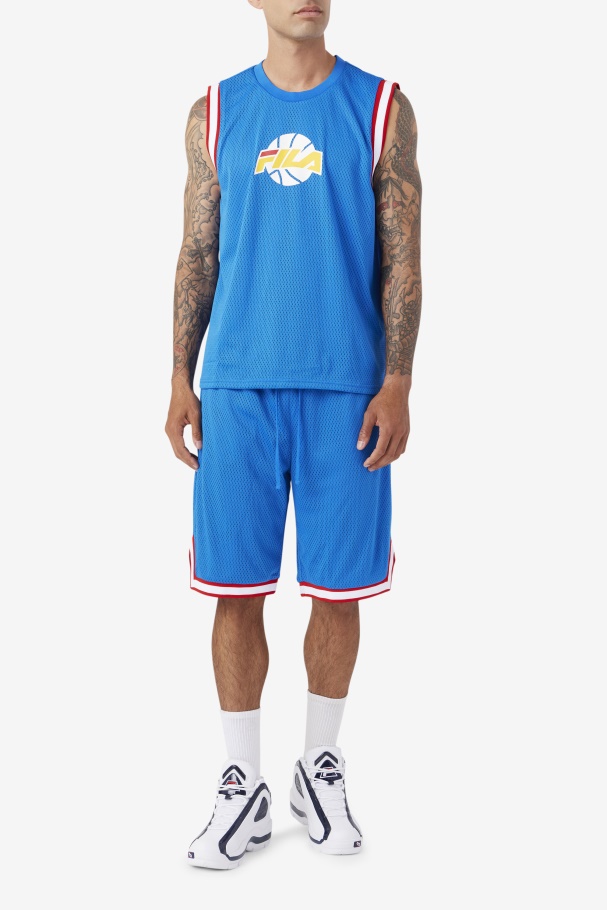 Fila UK Blue/White/Red/Gold Ovi Basketball Jersey