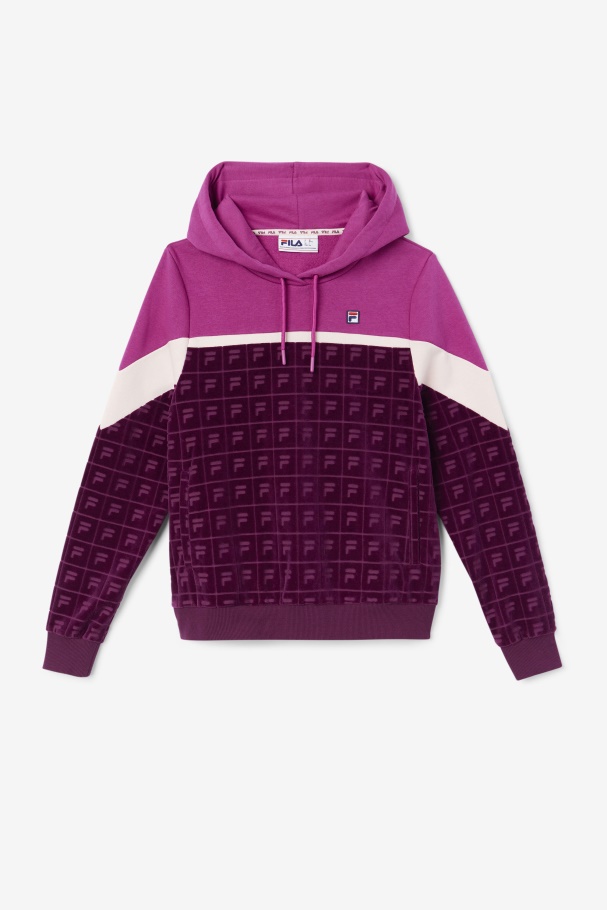 Lorri Velour Hoodie Grape Wine/Rouge/Potpourri Fila UK