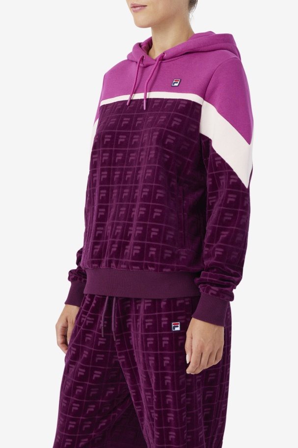 Lorri Velour Hoodie Grape Wine/Rouge/Potpourri Fila UK
