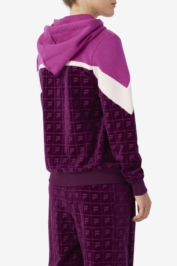 Lorri Velour Hoodie Grape Wine/Rouge/Potpourri Fila UK
