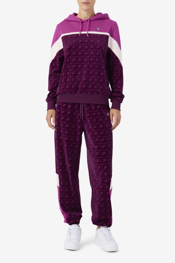 Lorri Velour Hoodie Grape Wine/Rouge/Potpourri Fila UK