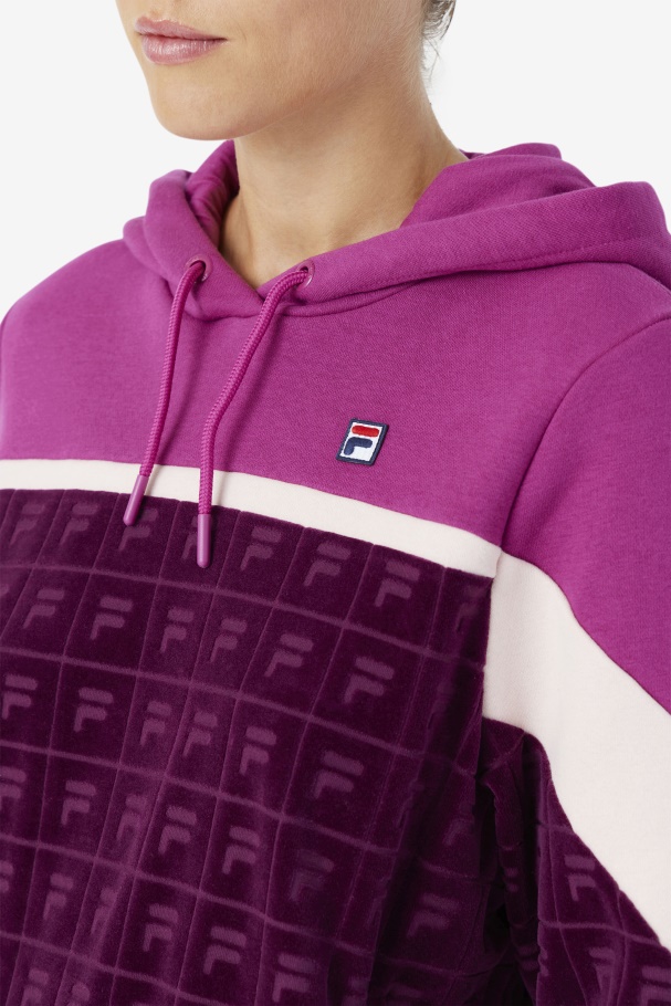 Lorri Velour Hoodie Grape Wine/Rouge/Potpourri Fila UK