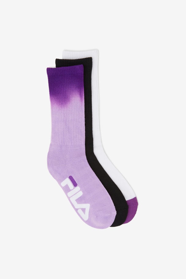 Purple Women\'s Dip Dye Crew Sock 3-Pack Fila UK