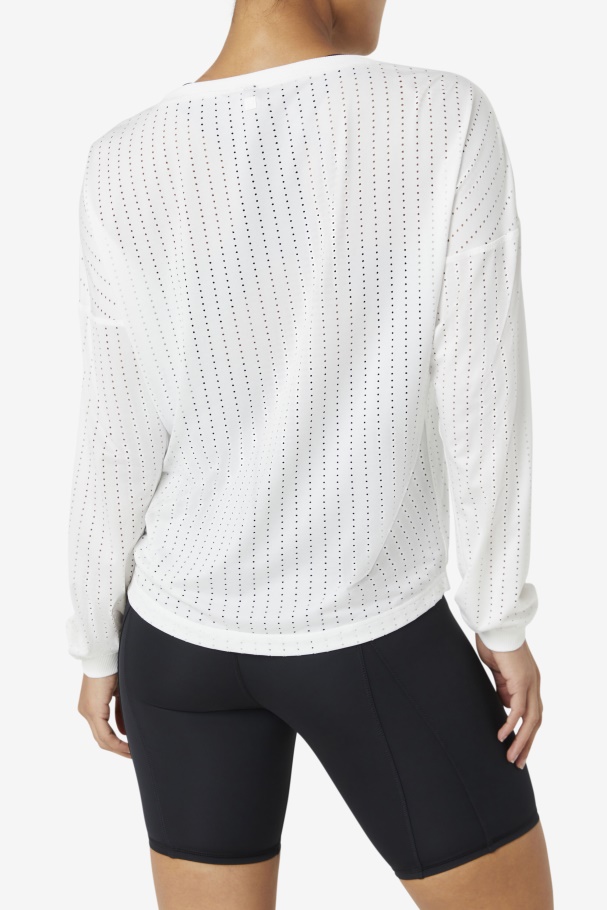 Fi-Lux Mesh Long Sleeve Top White Fila UK