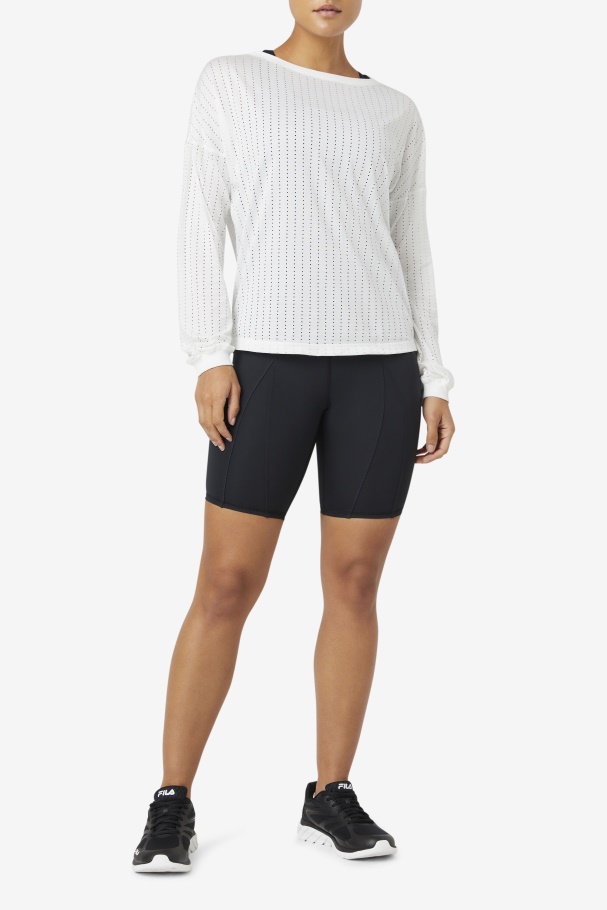 Fi-Lux Mesh Long Sleeve Top White Fila UK