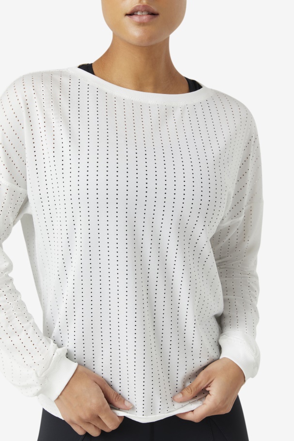 Fi-Lux Mesh Long Sleeve Top White Fila UK