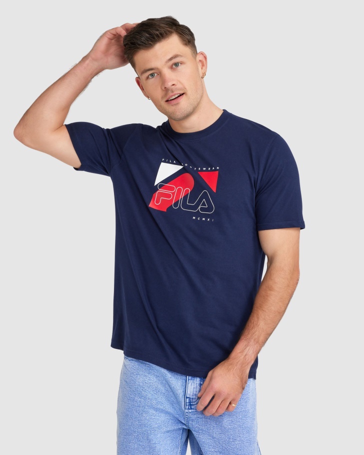 Men's Shaw Tee Navy Fila UK