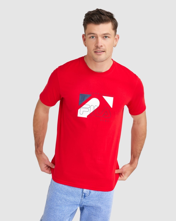 Red Men's Shaw Tee Fila UK
