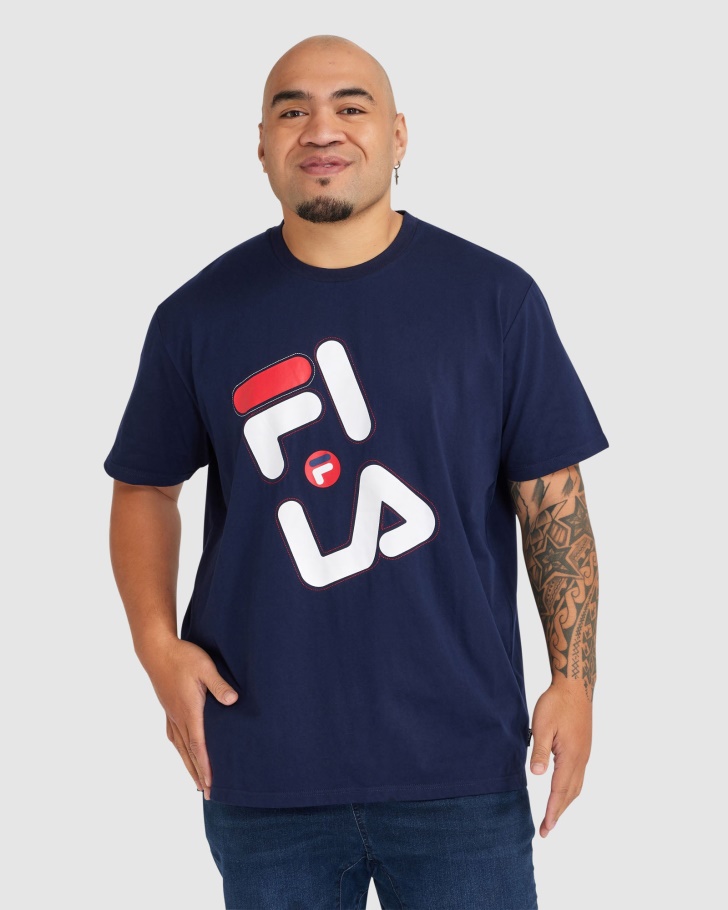 New Navy Fila UK Men's Plus Kiley Tee