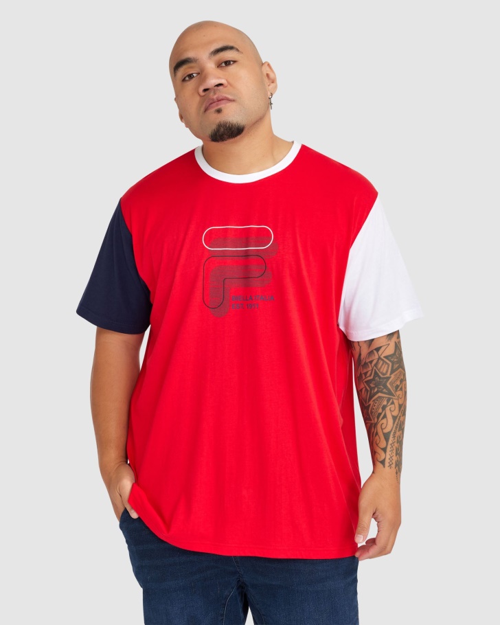 Fila UK Red Men's Plus Lennox Tee