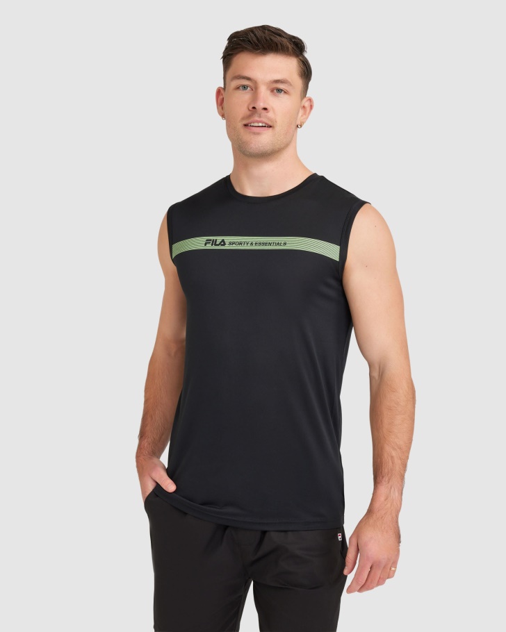 Black Fila UK Men's Caleb QDry Tank