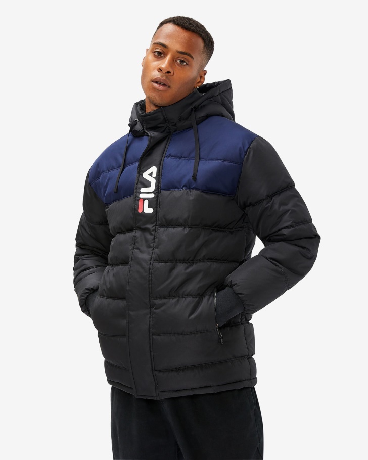 Black Fila UK Men's Castilo Puff Jacket