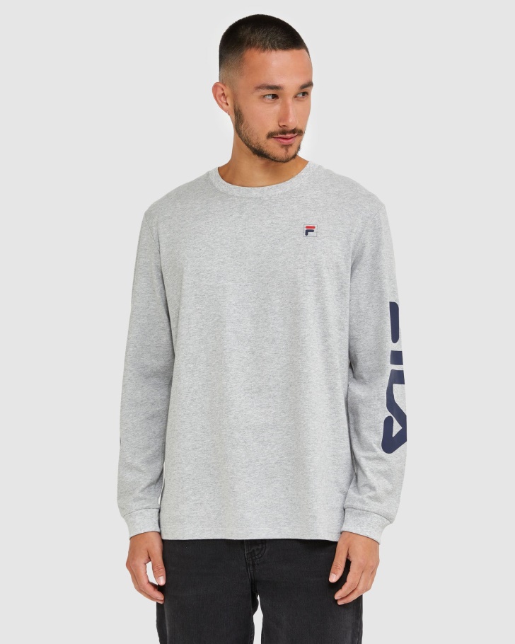 Classic Men's Long Sleeve Tee Silver Marle Fila UK