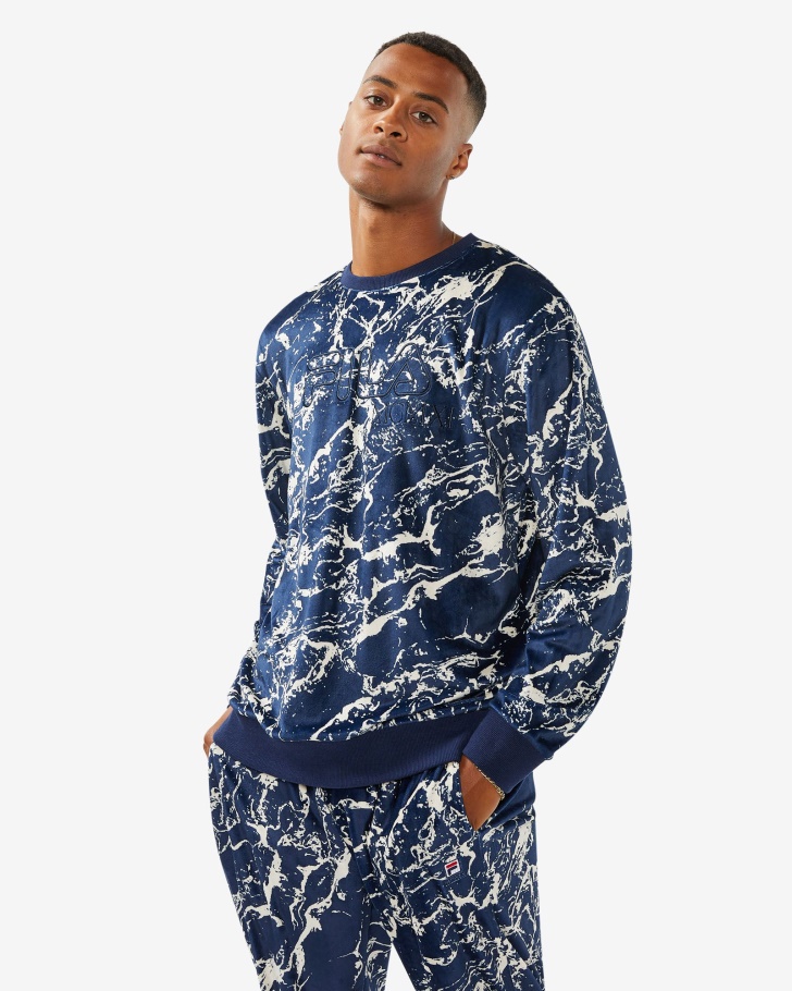 Fila UK Unisex Aspen Crew Navy Marble