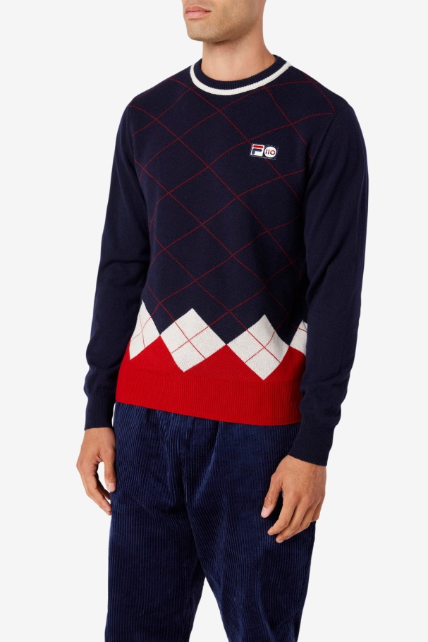 Argyle Sweater Red/White/Navy Fila UK