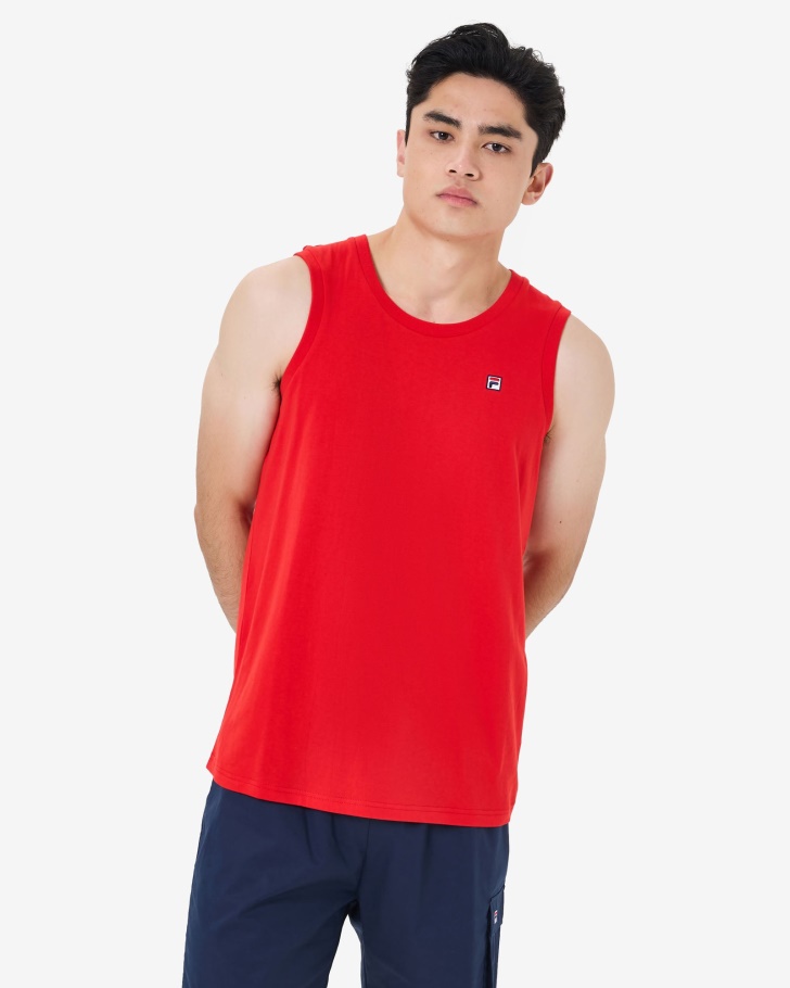 Red Fila UK Men's Heritage Badge Tank