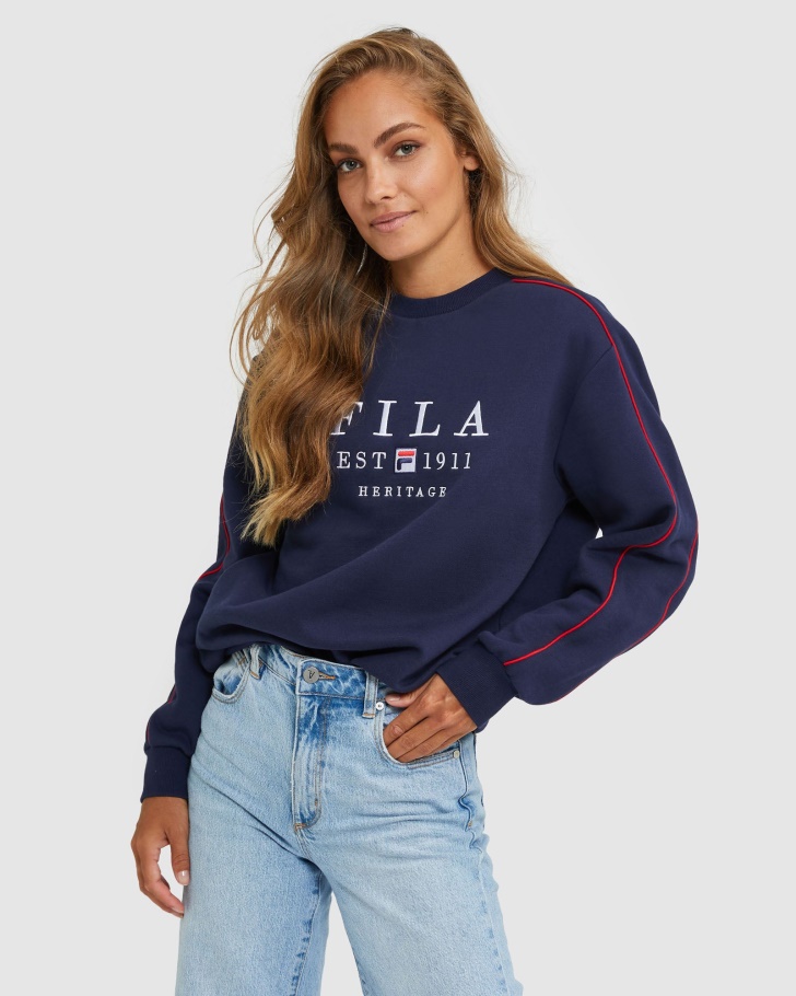 Unisex Heritage Crew New Navy Fila UK