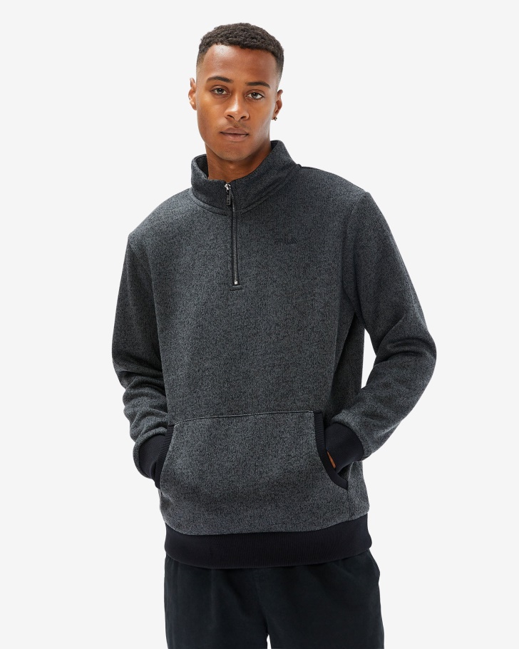 Unisex Romano Qtr Zip Black Marle Fila UK