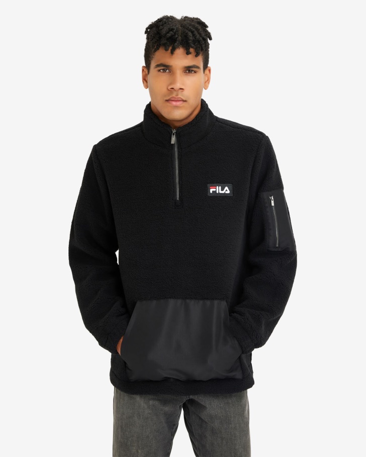 Fila UK Black Men's Cole Teddy Qtr Zip