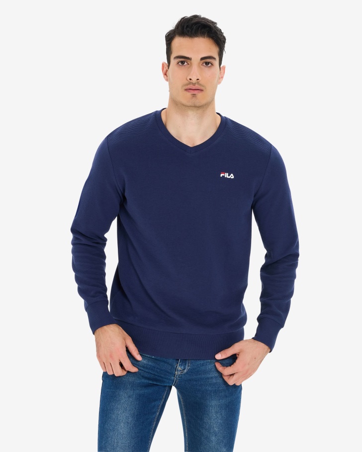 Men's Savian V-Neck Crew Navy Fila UK