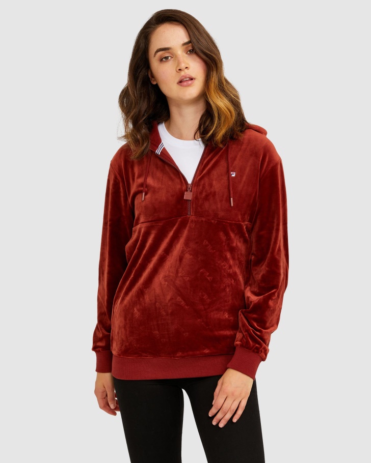 Brick Fila UK Unisex Dallas Qtr Zip