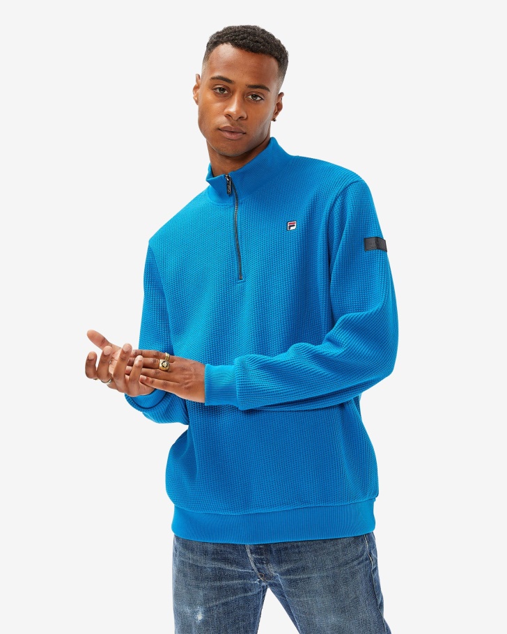 Mykonos Blue Men's Badge 2.0 Qtr Zip Fila UK