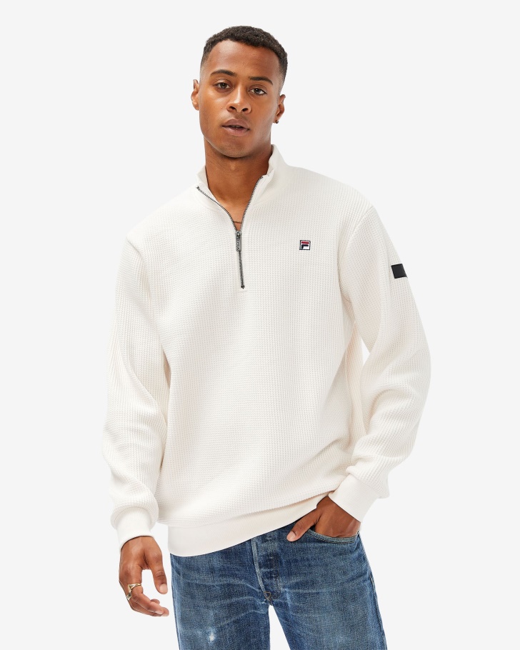 Fila UK Men's Badge 2.0 Qtr Zip Coconut Cream