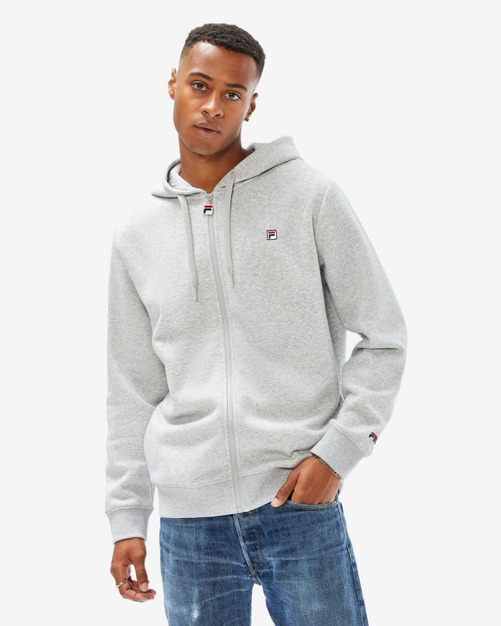 Unisex Badge 2.0 Zip Hood Silver Marle Fila UK