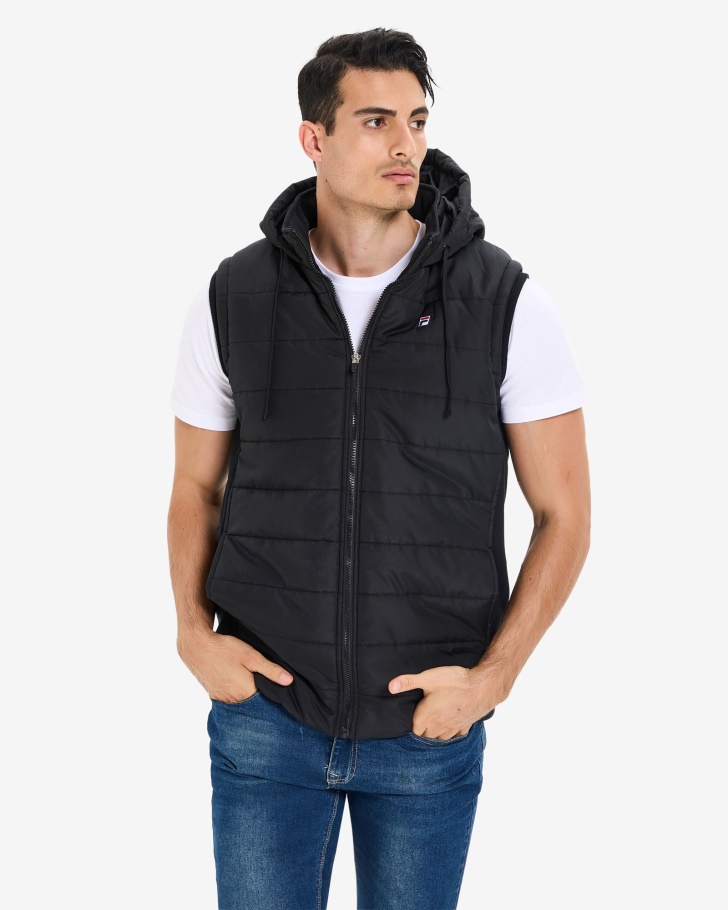 Black Fila UK Men's Julio Puff Vest