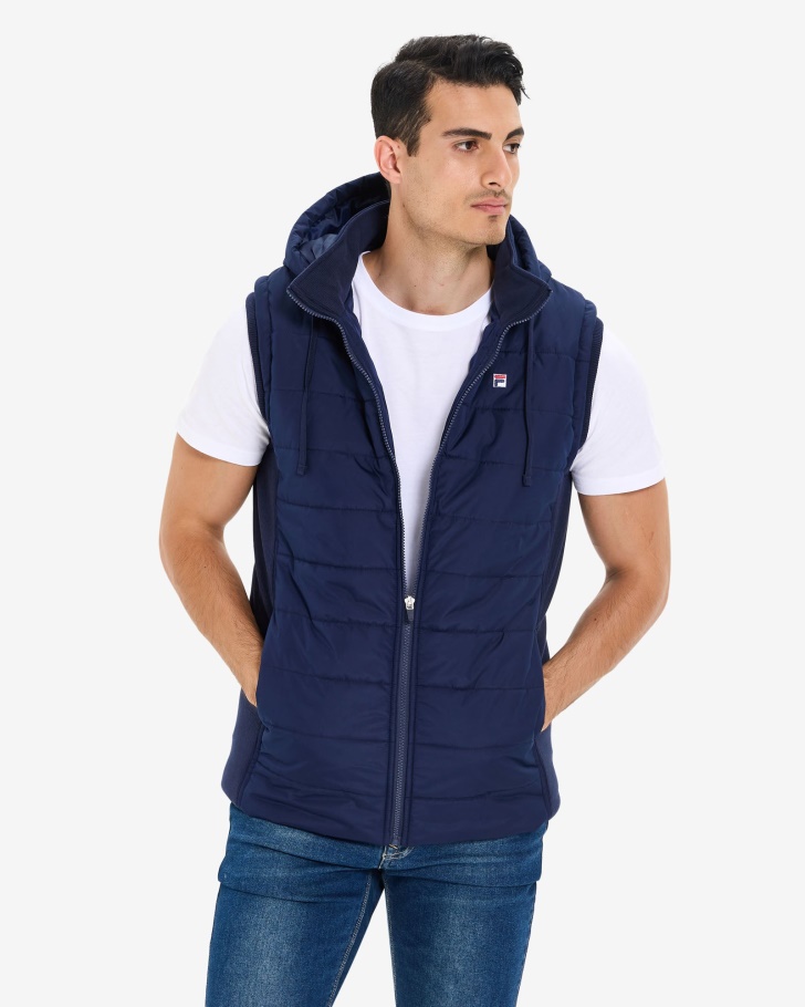New Navy Men's Julio Puff Vest Fila UK