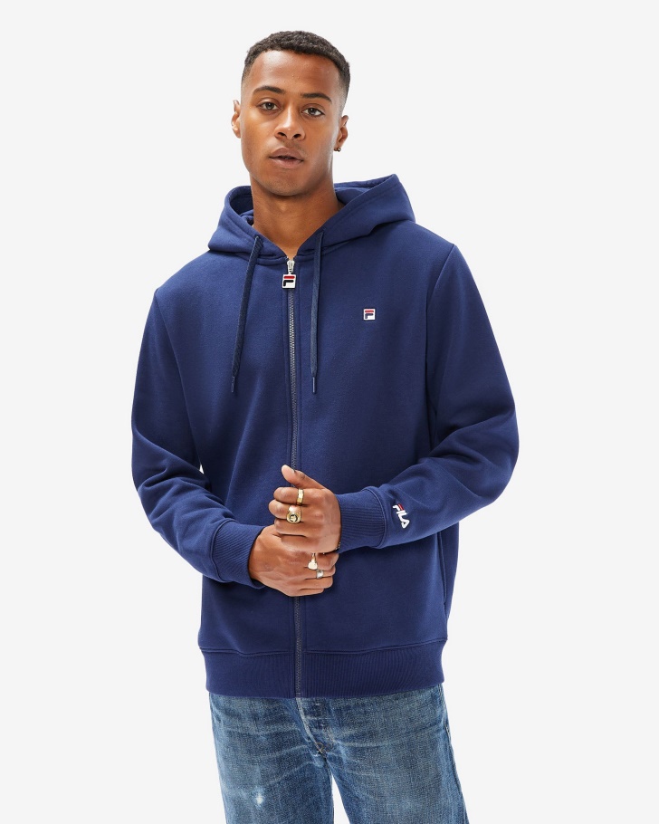 Fila UK Unisex Badge 2.0 Zip Hood New Navy