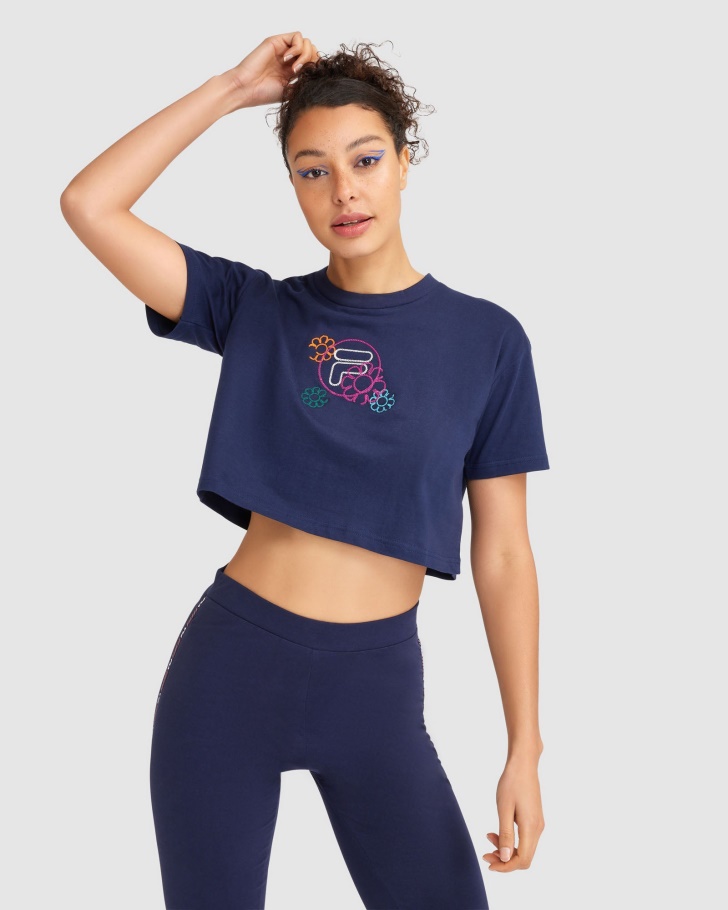 Navy Women's Flora Tee Fila UK