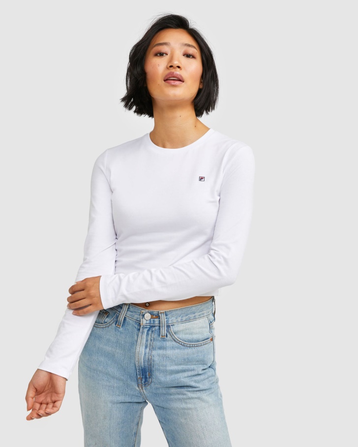 Women's Badge L/S Tee White Fila UK