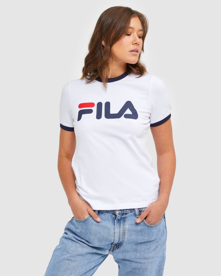 White Fila UK Classic Women's Ringer Tee
