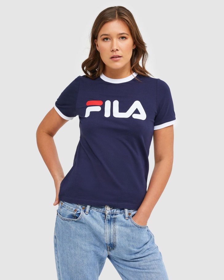 Fila UK New Navy Classic Women's Ringer Tee