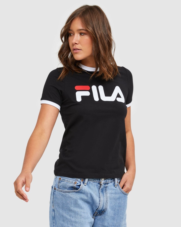 Classic Women's Ringer Tee Black Fila UK