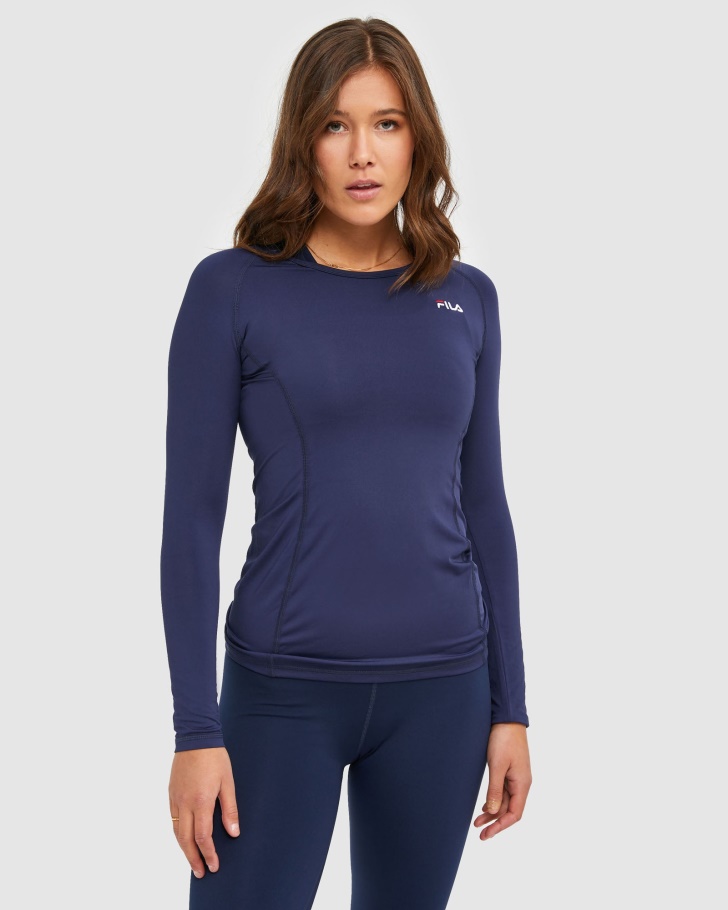 New Navy Fila UK Classic Women's L/S Tee
