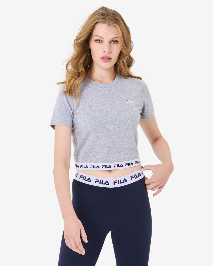 Fila UK Sage Cropped Tee Grey Marle