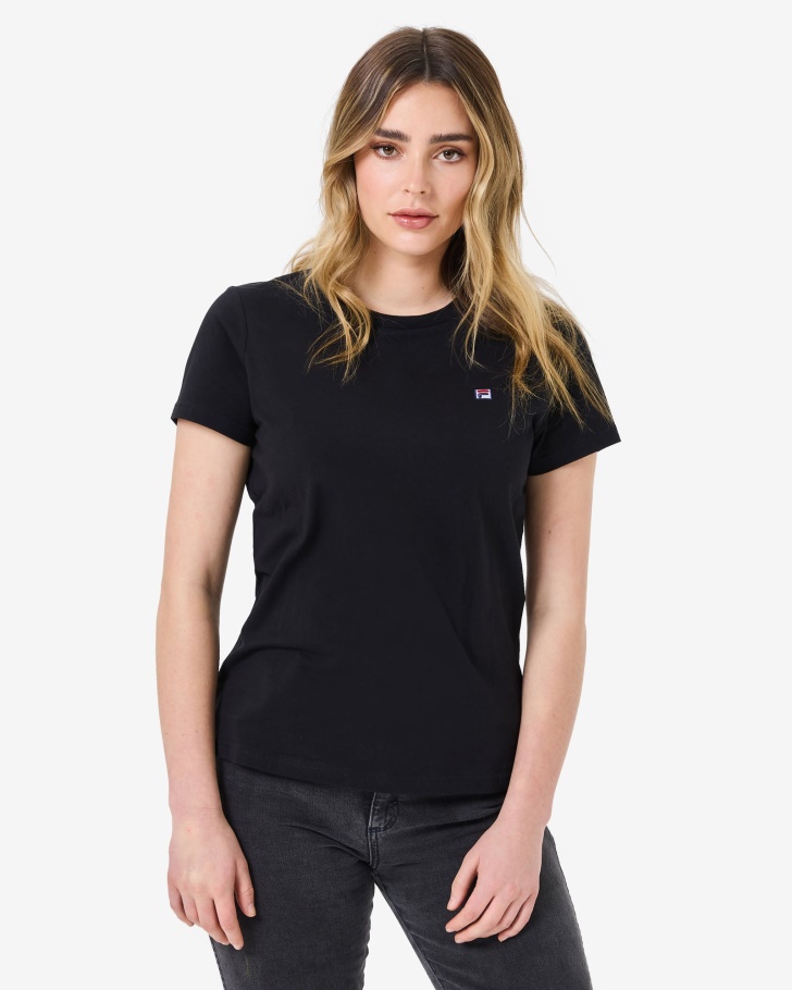 Black Fila UK Volara Badge 2.0 Tee