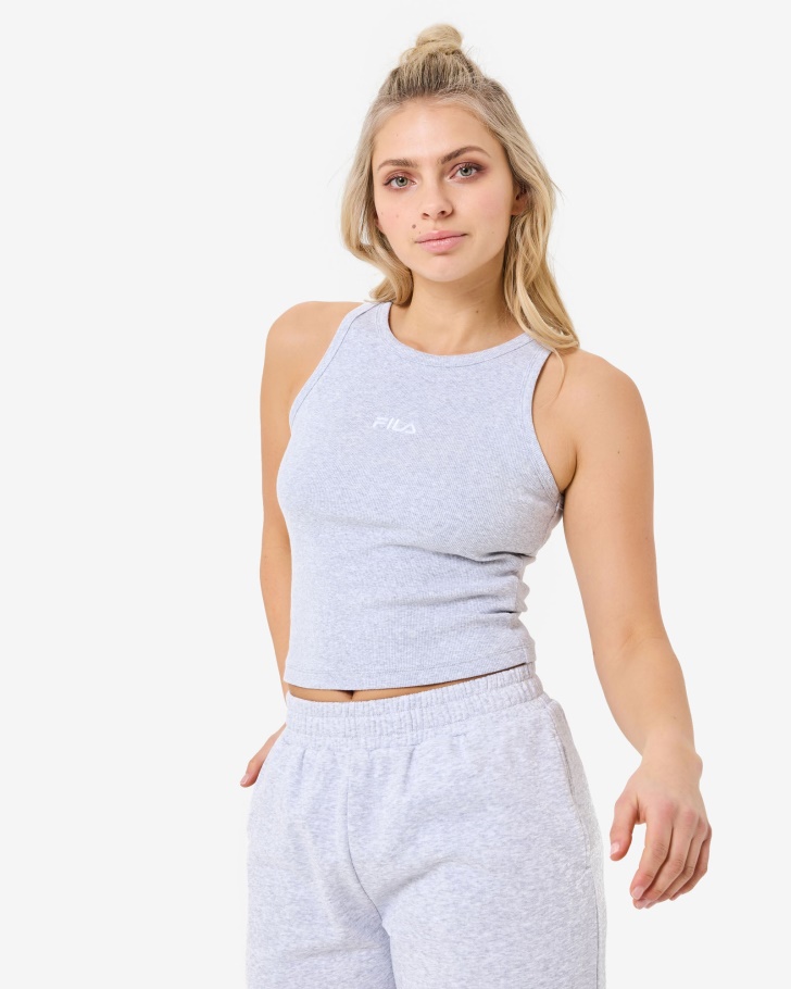 Light Grey Marle Marbel Rib Tank Fila UK