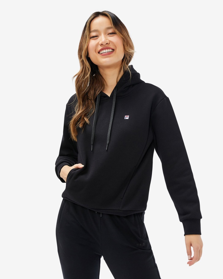 Black Fila UK Women's Badge Hood