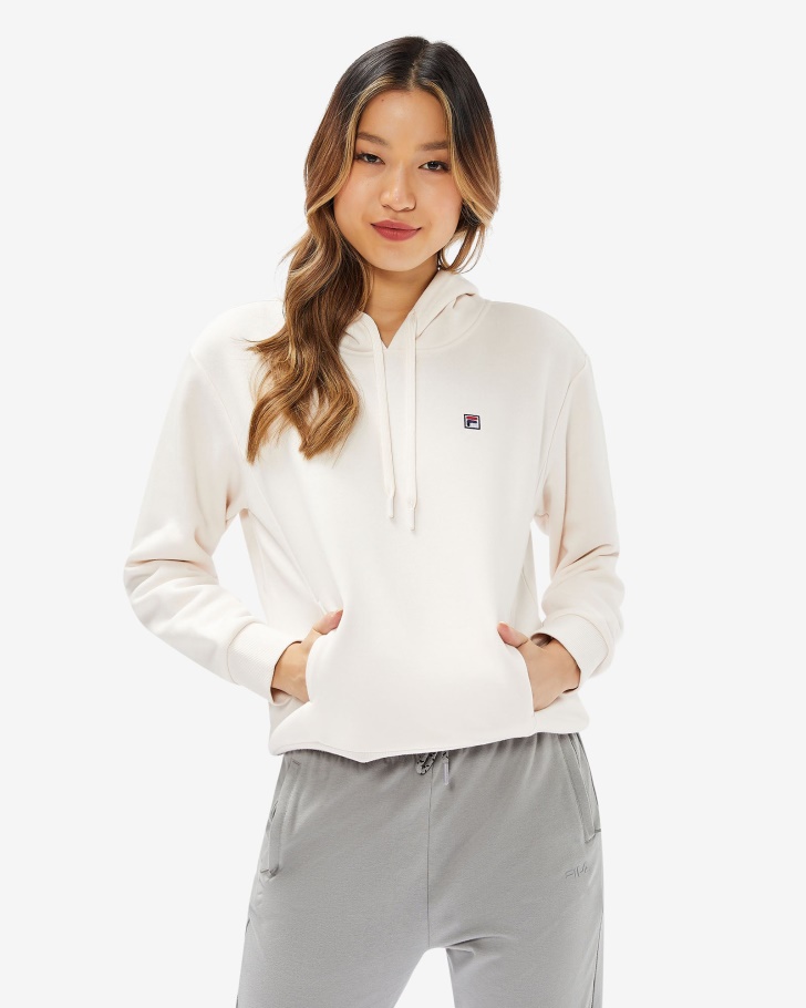 Coconut Cream Women's Badge Hood Fila UK