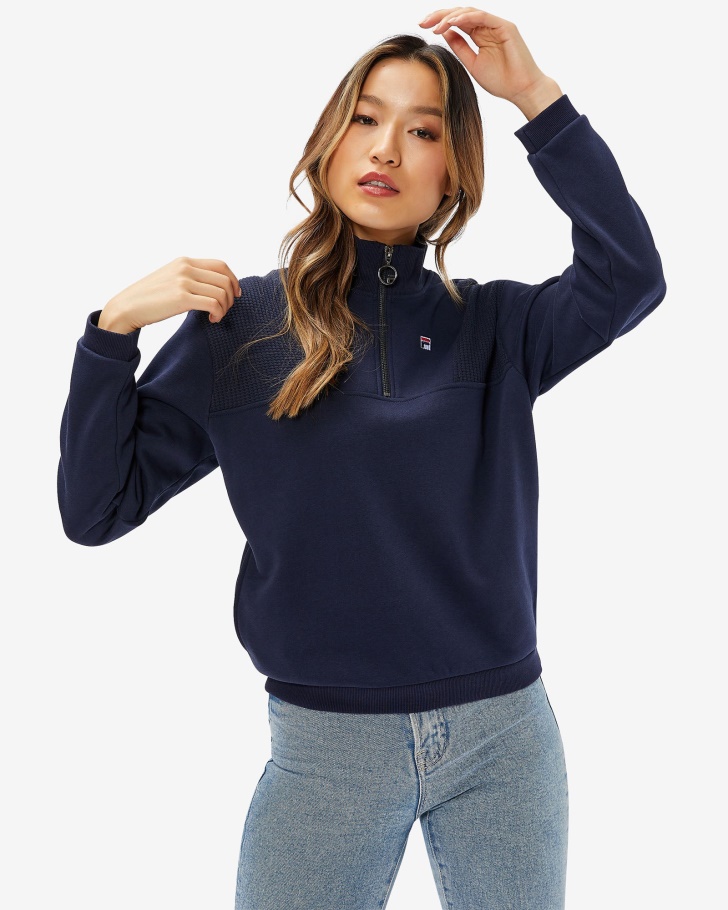 Fila UK Women's Badge Qtr Zip Navy