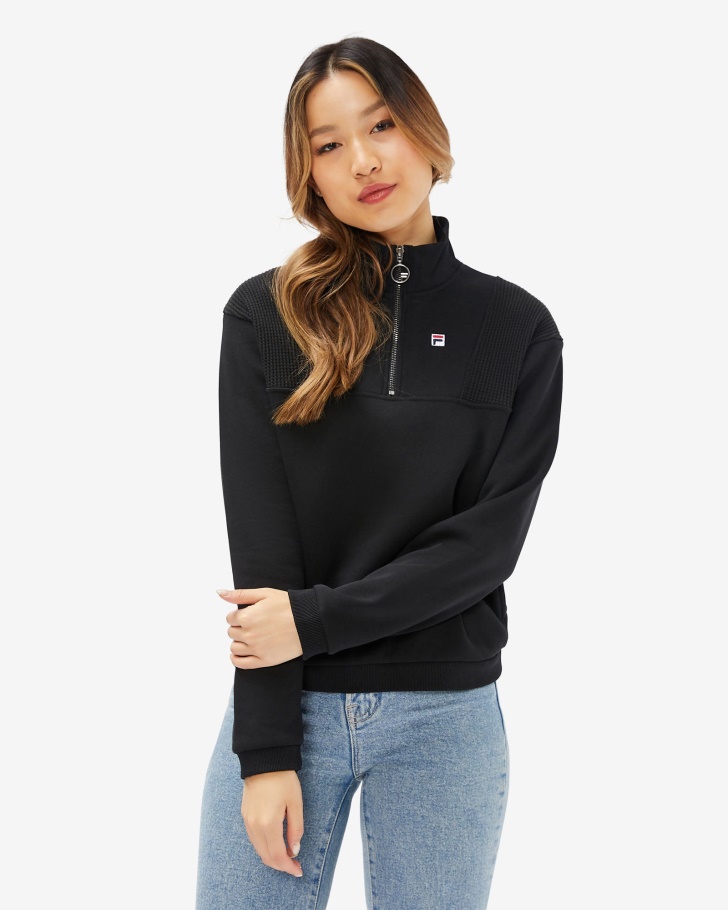 Women's Badge Qtr Zip Fila UK Black