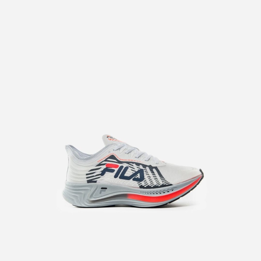 Fila UK Women's Racer Carbon White/Navy/Fiery Coral