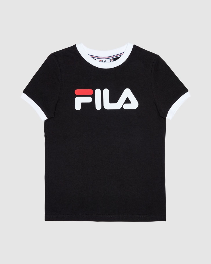 Black Fila UK Classic Girl's Ringer Tee