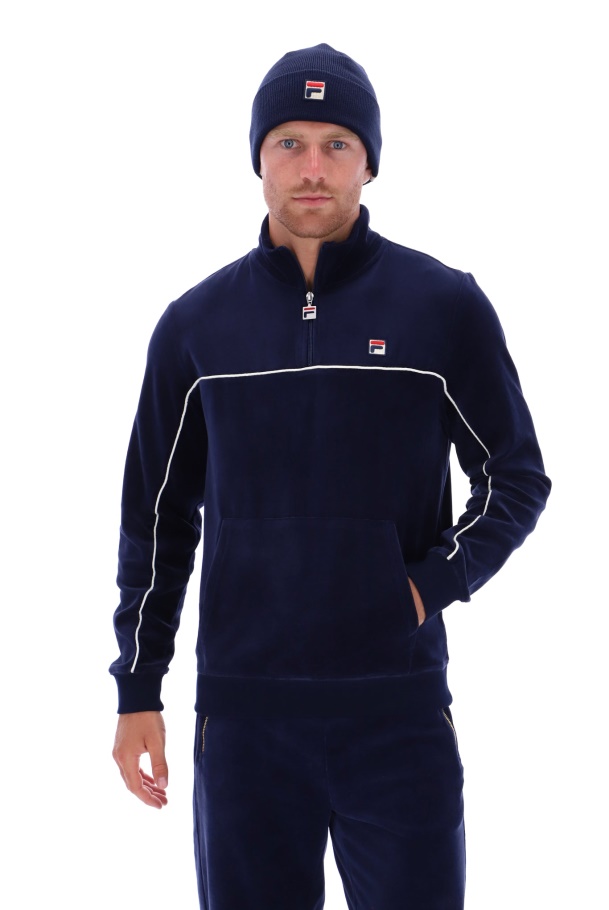 Fila UK Duke Velour 1/4 Zip With Piping